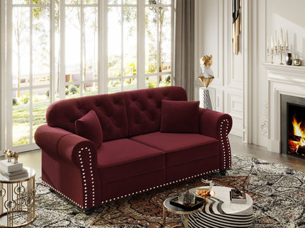 Upholstered Sofa Set With Nailhead Trim And Rolled Armrests, Includes Pillows