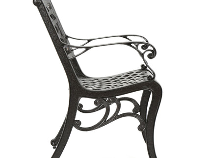 Luminea - Outdoor Aluminum Dining Chair With Scroll Design, Lattice Pattern And Cabriole Legs - Bronze