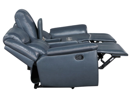 Stanwicke - 2 Piece Motion Reclining Sofa Set With Contrast Stitching - Blue