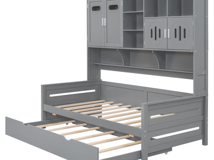 Daybed With All-In-One Cabinet And Shelf