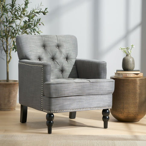 Harrison - Tufted Club Chair With Button Tufted Back And Birch Wood Legs