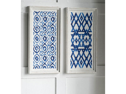 Hanging Sculptures, Modern Wall Art Decor (Set of 2) - White / Blue