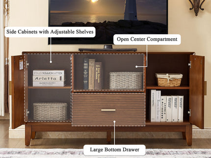 TV Stand With Drawer And Cabinets - Brown