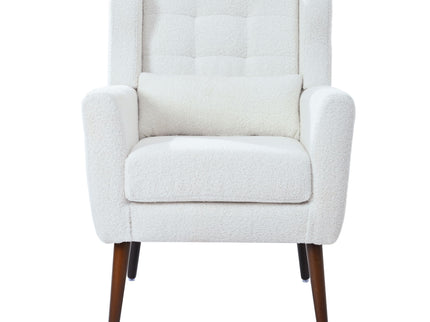 Modern Accent Chair, Arm Chairs For Living Room, Upholstered Mordern Armchair, Comfy Soft Padded Lounge Chair In Small Space, Bedroom, With Pillow, Solid Wood Leg