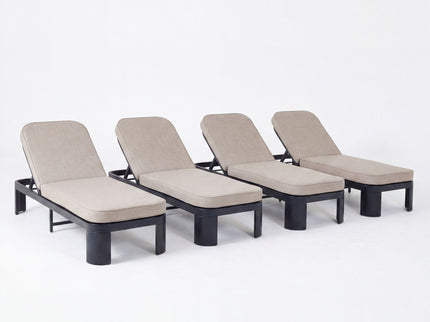 Outdoor Chaise Lounge With Cushion, 5 Position Adjustable Backrest