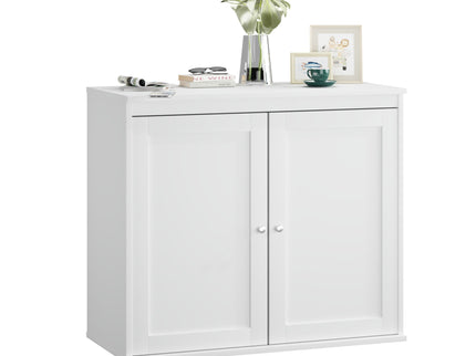 Kitchen Storage Cabinet With Double Doors, Adjustable Shelves, Sideboard Buffet For Dining Room - White