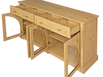 Sideboard Cabinet With 4 Drawers And 4 Arched Glass Doors