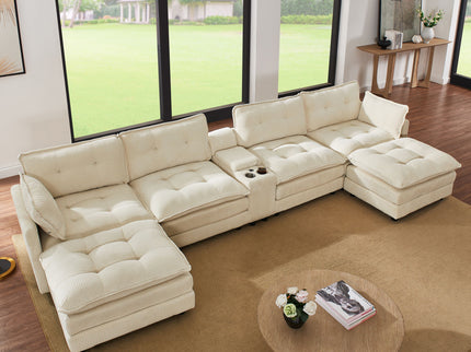 Oversized Modular Sectional Sofa With Multi Functional Console