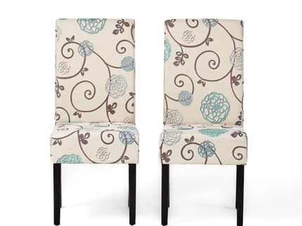 Contemporary Dining Chair Set With Rubberwood Legs - White / Blue