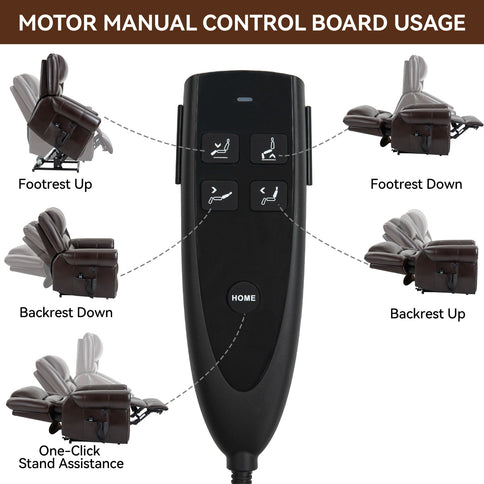 Power Lift Recliner Chair Heat Massage Dual Motor Infinite Position With USB Ports - Antique Brown