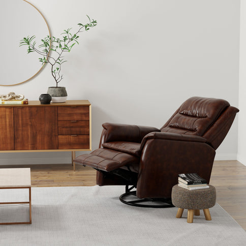 Swivel Recliner With Manual Adjustable Footrest