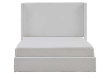 Carmen - King Size Upholstered Wingback Bed - White