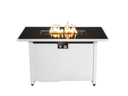 Outdoor 43" Rectangular Fire Pit Table With Adjustable Flame Control - White