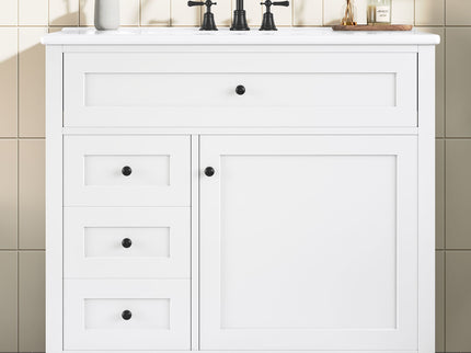 Bathroom Vanity With Sink, 3 Drawers & Cabinet With Adjustable Shelves