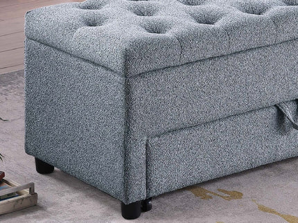 Storage Ottoman With Tufted Seat And Underseat Drawer