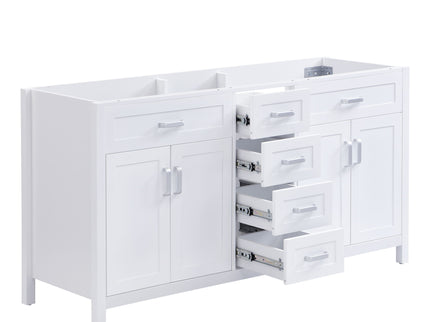 Bathroom Vanity Cabinet Only, Soft Close Doors & Drawers, 4 Drawers & 2 Double Door Cabinets - White