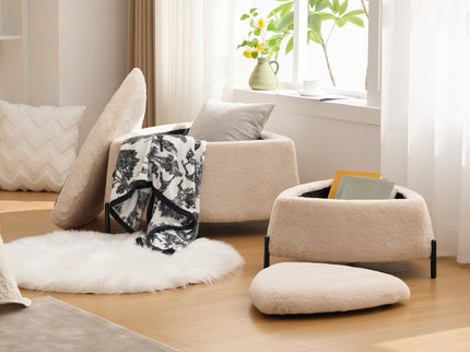Upholstered Storage Ottoman Set With Reversible Lid