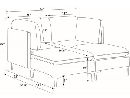 Upholstered Modular Sectional & Tall Legs