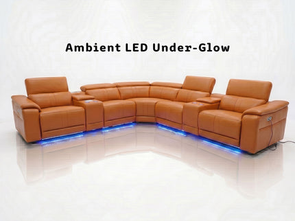 L - Shaped Recliner Sectional Sofa With Bluetooth Speakers, Wireless Charging, LED Lights