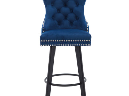 Swivel Bar Stools With Button Tufted Design And Rivet Trim