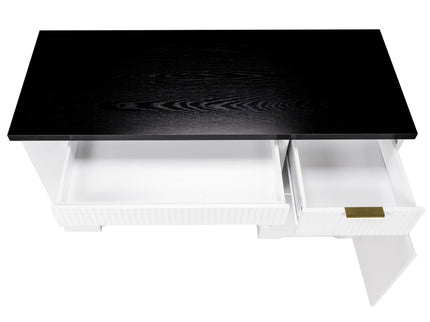 Modern Fluted Office Desk With Storage Cabinet