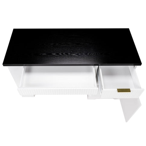 Modern Fluted Office Desk With Storage Cabinet