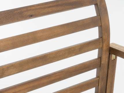 Outdoor Acacia Wood Club Chairs, 2 Pieces Set - Natural Stained / White