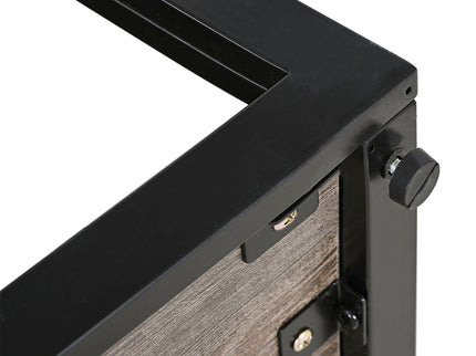 Industrial Style Coffee Table For Bedroom & Living Room With Tempered Glass & Wood Grain - Wood