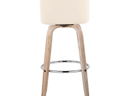 Toriano - Contemporary Fixed Height Barstool With Swivel & Round Footrest (Set of 2)