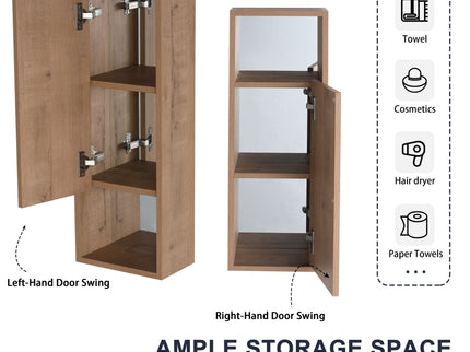 10" Wall Mounted Storage Cabinet, Bathroom Cabinet With Soft Close Door - Imitative Oak