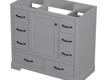Modern Bathroom Vanity Base Only, 6 Drawer Storage With Adjustable Shelf