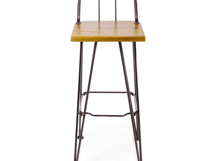 Outdoor Barstool With Angled Metal Legs - Brown
