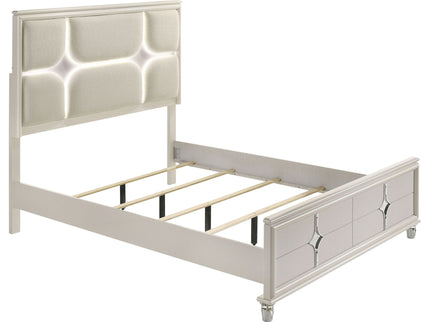 Gwendolyn - Queen Panel Bed With LED Headboard - White
