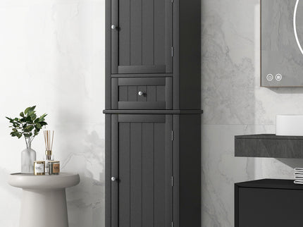 Tall Freestanding Bathroom Storage Cabinet With Drawer And Adjustable Shelf