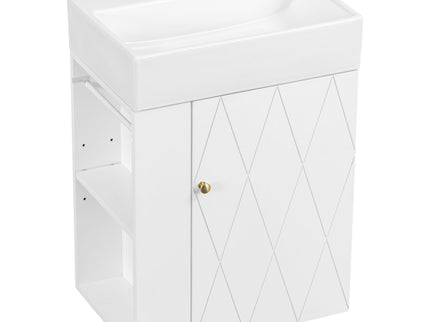 Modern Bathroom Vanity With Sink, Diamond Pattern Doors