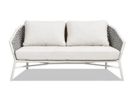 Rowan - Rope Barrel Back Patio Conversation Loveseat Sofa - Optic White