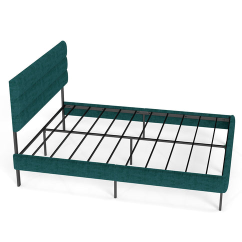 Upholstered Platform Bed Frame With Headboard, No Box Spring Needed, Underbed Storage