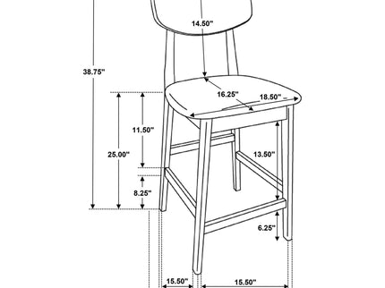 Aston - 5 Piece Counter Height Dining Set With Bent Backs And Upholstered Seats - Walnut