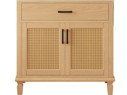 Bathroom Vanity With Ceramic Sink, Modern Free Standing Cabinet With Soft Close Drawers