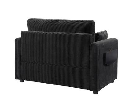 Sleeper Sofa With Foldable Mattress, USB Ports, Side Table & Storage Pocket
