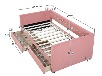 Daybed With Two Drawers And Wood Slat