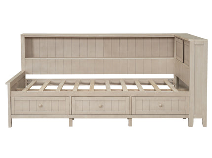 Daybed With Storage Shelves And 3 Drawers