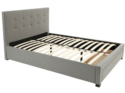Bed With Tufted Headboard And Storage Drawer