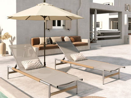 Hargrove - Outdoor Patio Aluminum Chaise Lounge (Set of 2) - Natural / Silver