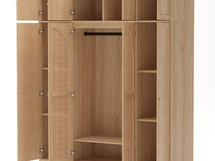 8 Door Armoire Wardrobe With Adjustable Shelves And Hanging Rod