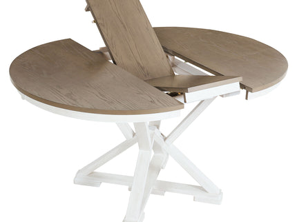Dining Set With Extendable Round Table And 4 Upholstered Chairs