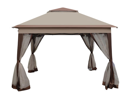 Outdoor Pop Up Gazebo Canopy With 2 Tier Soft Top And Removable Zipper Netting