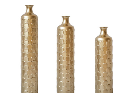 Floor Metal Vases Decorated White Metal Vases (Set of 3) Gorgeous Home Decoration Large Glazed Metal Vases - Golden