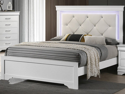 Tufted Headboard Bed With LED Lighting