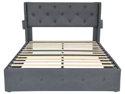 Bed With Gas Lift Storage, USB Ports